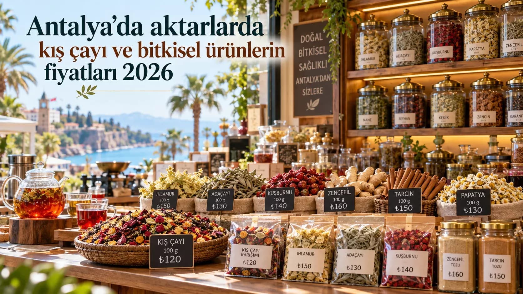 Antalya’da aktarlarda kış çayı ve bitkisel ürünlerin fiyatları 2026