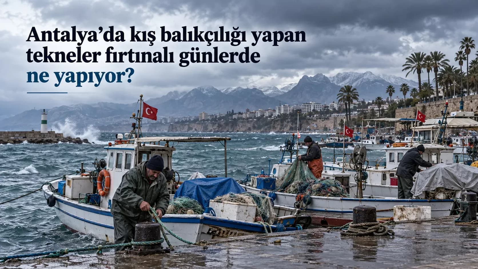 Antalya’da kış balıkçılığı yapan tekneler fırtınalı günlerde ne yapıyor?