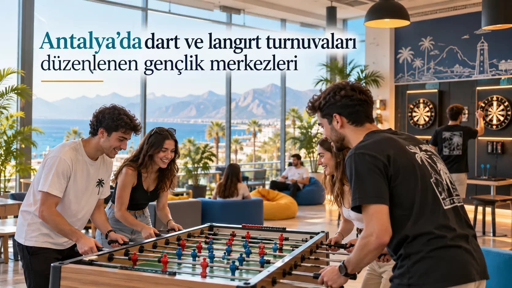 Antalya’da dart ve langırt turnuvaları düzenlenen gençlik merkezleri