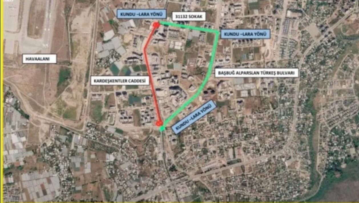 Aksu trafiğe kapatılacak cadde görsel haritası