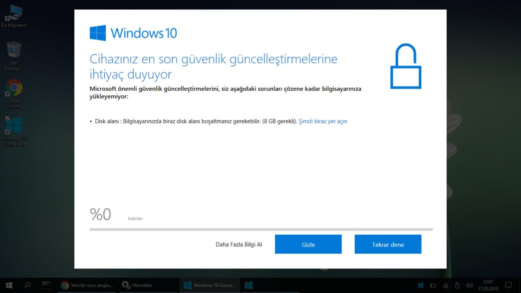 Windows 10 güncelleme kapatma
