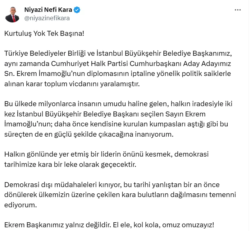Ekrem imamoğlu diploma iptaline tepki