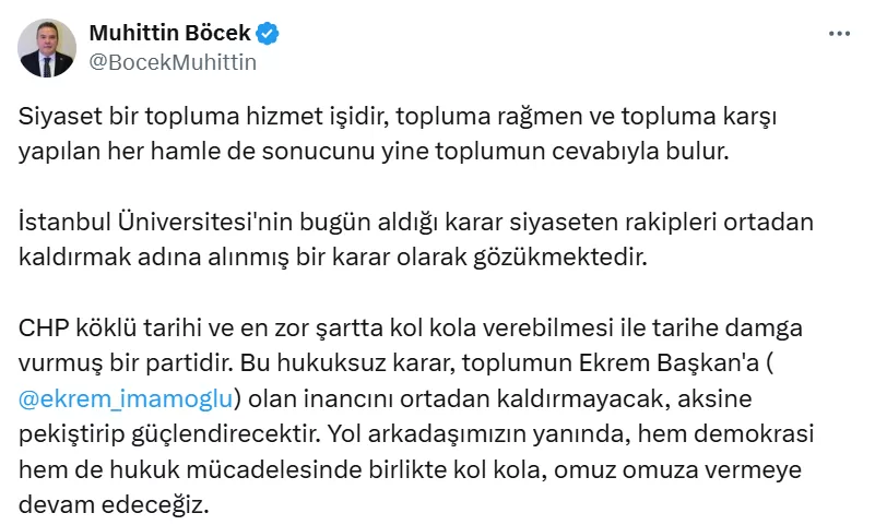 Ekrem imamoğlu diploma iptaline tepki