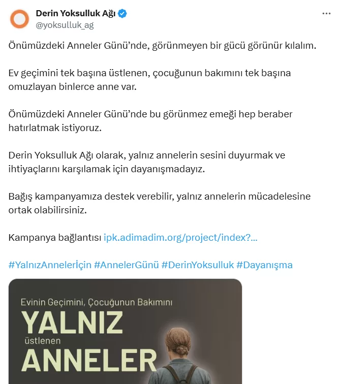 derin yoksulluk ağı yalnız anneler