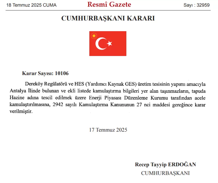 dereköy hes acele kamulaştırma