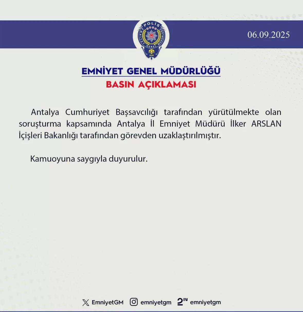 Antalya İl Emniyet Müdürü İlker Arslan