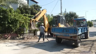 kemer belediyesi, kemer yol çalışmaları, yağmur suyu drenajı, kaldırım çalışması, fen işleri