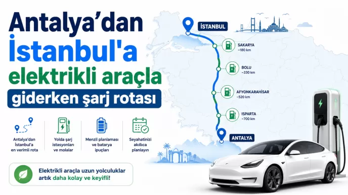 antalya istanbul elektrikli araç şarj rotası