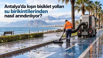 antalya bisiklet yollarında su birikintisi