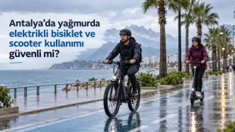 antalya yağmurda elektrikli bisiklet scooter kullanımı