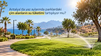 antalya parklarda çim alan su tüketimi